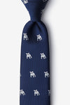 French Bulldog navy blue microfiber Tie