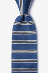 French Stripe Slate Blue Silk Knit Tie