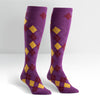 Women's Patched Argyle Knee Socks