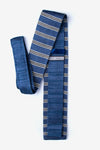 French Stripe Slate Blue Silk Knit Tie